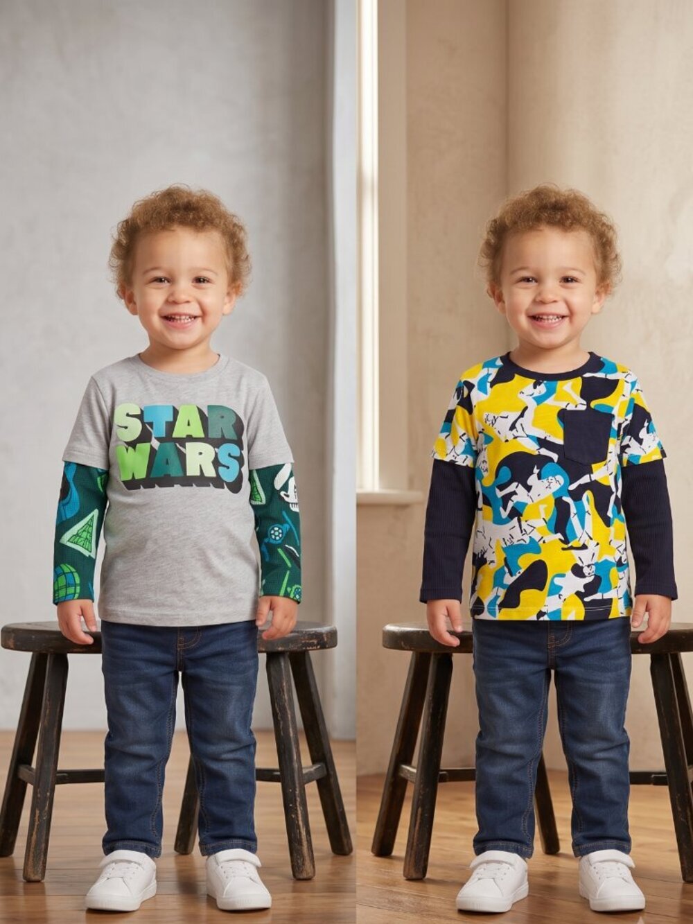 NWOT | Star Wars 2-Pack Long Sleeve Graphic Tee Set | Spotted Zebra | 2T